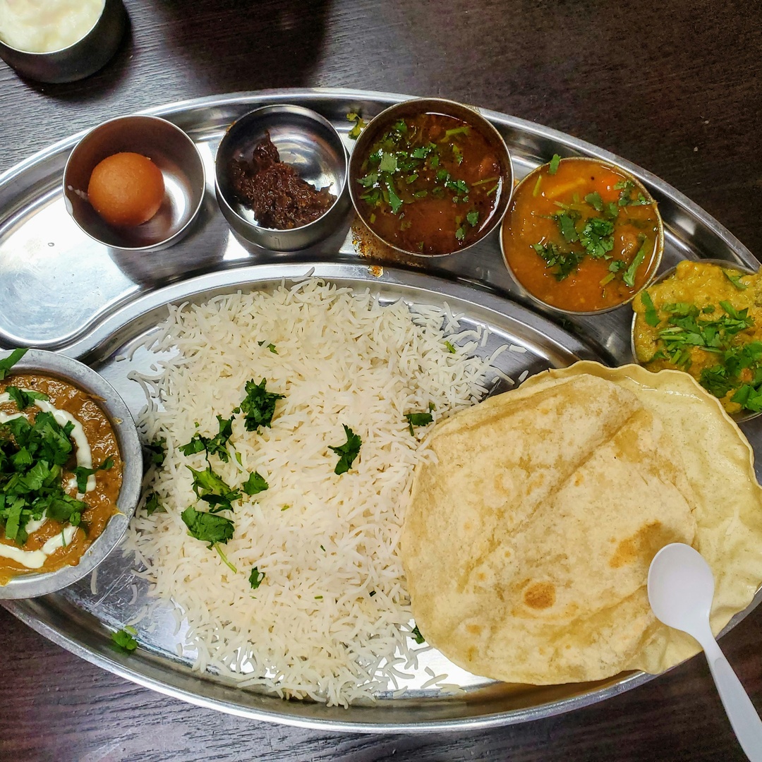 Traditional Indian thali meal
